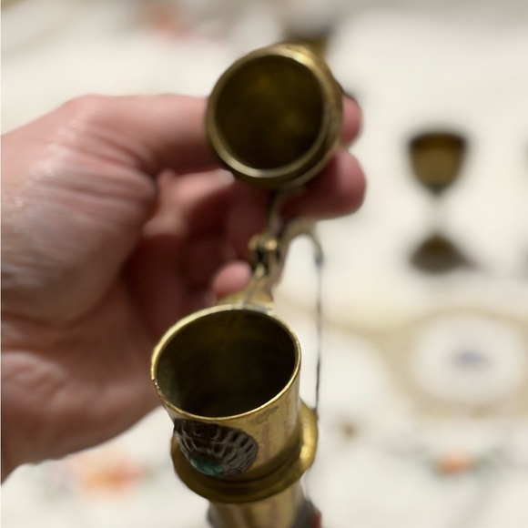 Vintage Brass Mini 8” Tea Set with Carafe and Cups - Picture 6 of 14